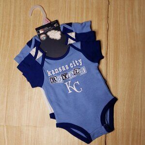 MLB Baby New Kansas City Royals 3 Pack One Piece Outfits